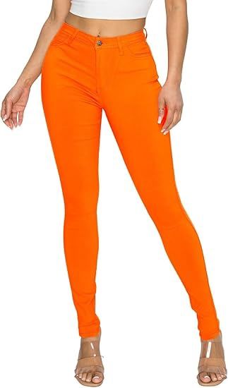 High Waisted Orange Stretch Pants