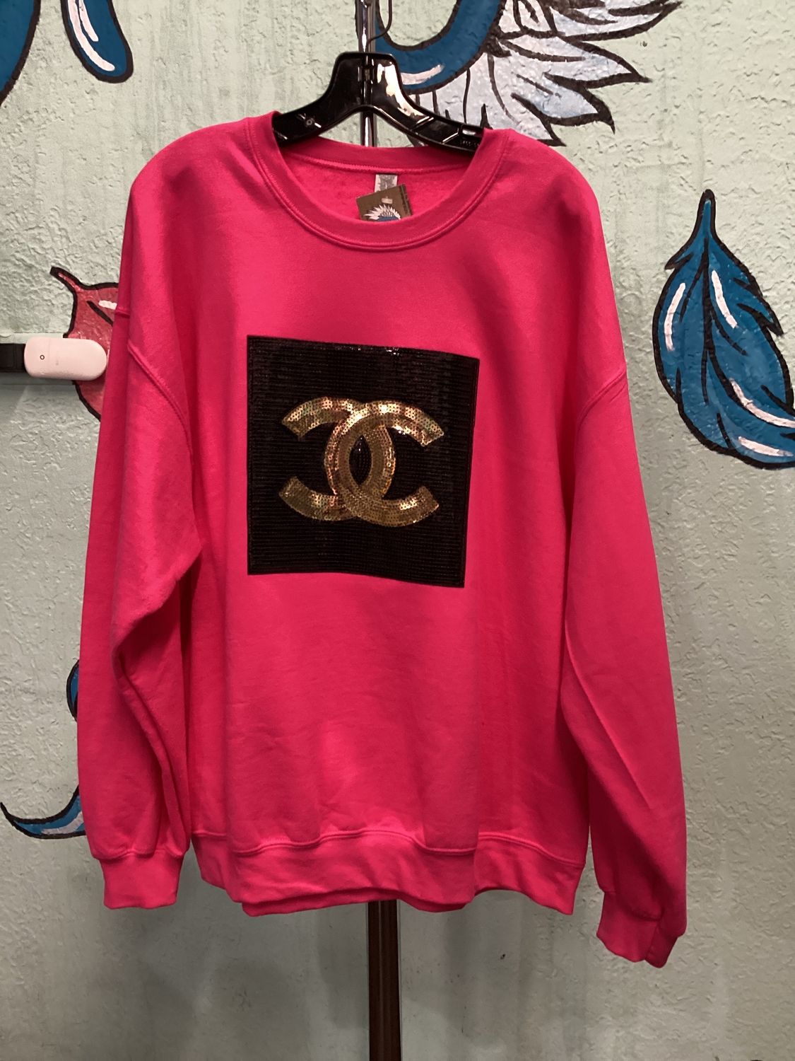 Pink With Black Patch Work Channel