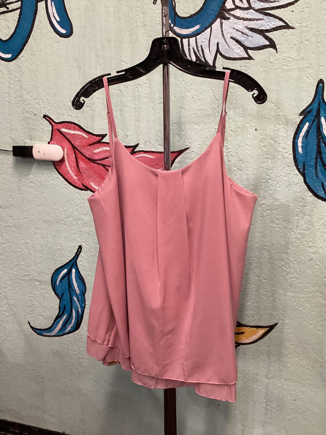 Ruffle Hem Flowy Cami Top Pink