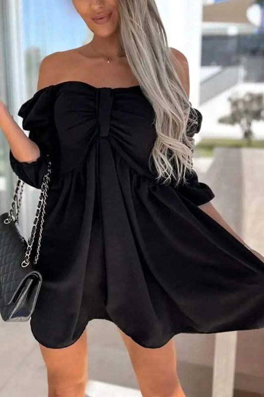 Off Shoulder Ruched Bust Casual Dress