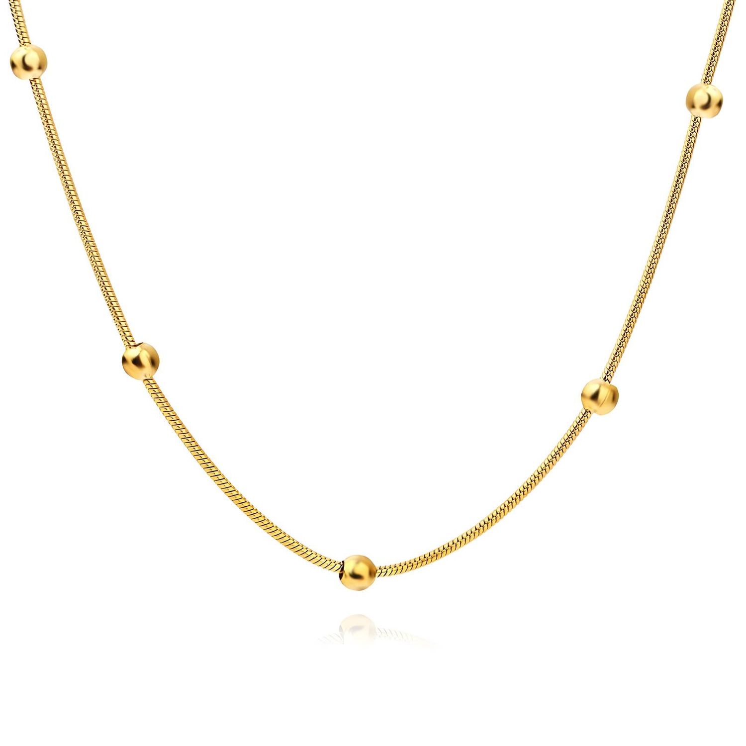 18K gold plated Stainless steel necklace, Beads