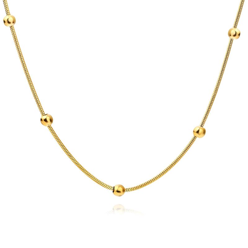 18K gold plated Stainless steel necklace, Beads