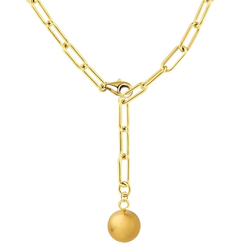 18K gold plated Stainless steel necklace, Ball Charm