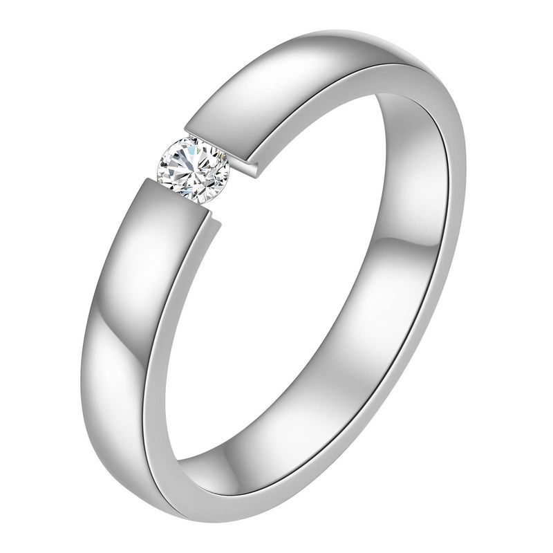 Stainless steel finger ring, CZ stone