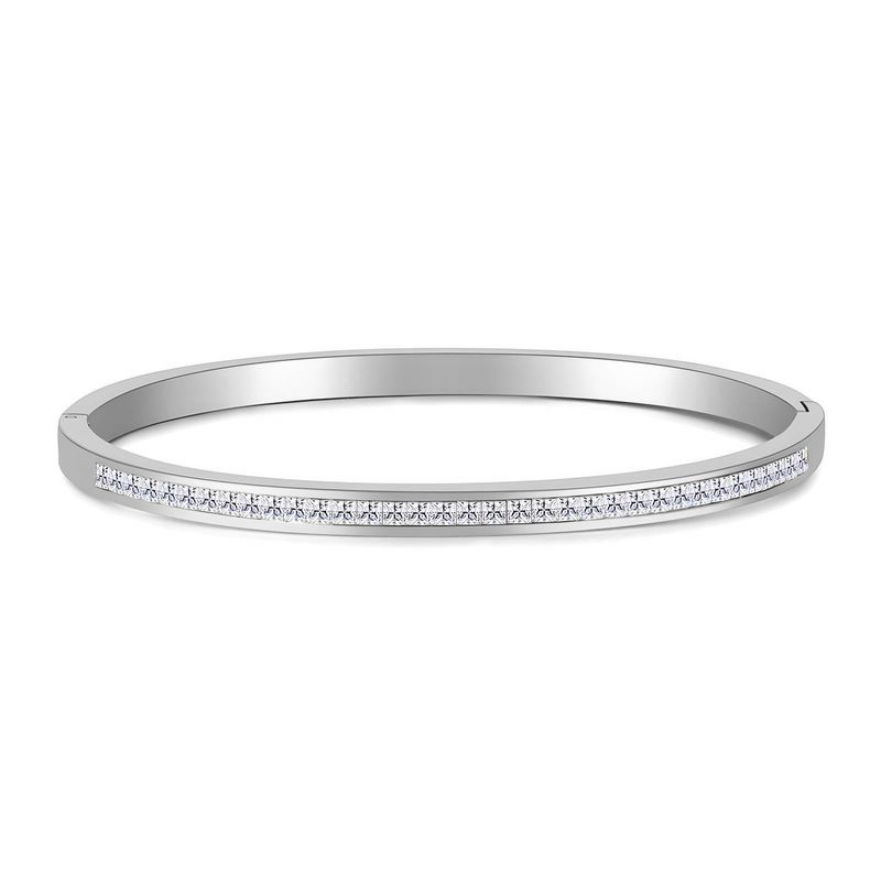 Stainless steel bracelet, cz inserts
