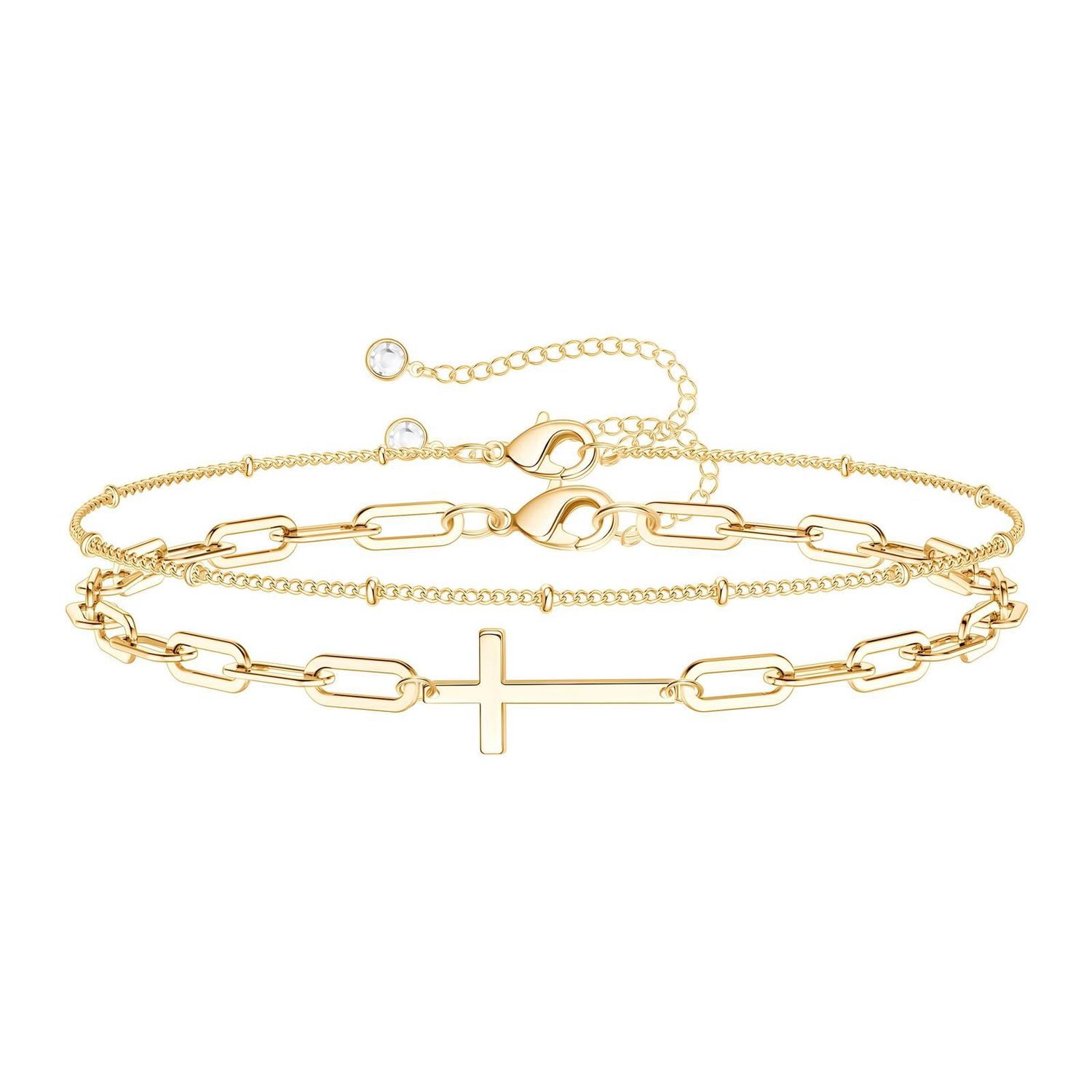 18K gold plated Stainless steel &quot;Crosses&quot; bracelet