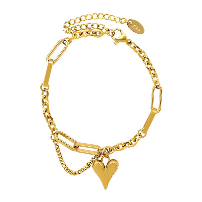 18K gold plated Stainless steel &quot;Hearts charm&quot; bracelet