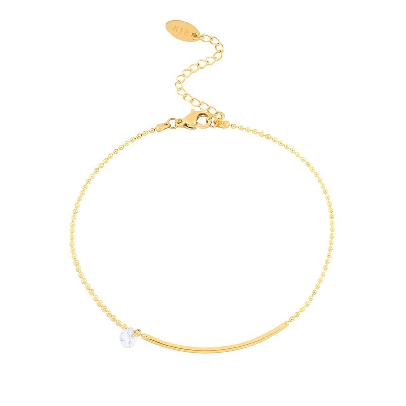 18K gold plated Stainless steel anklet CZ Stone
