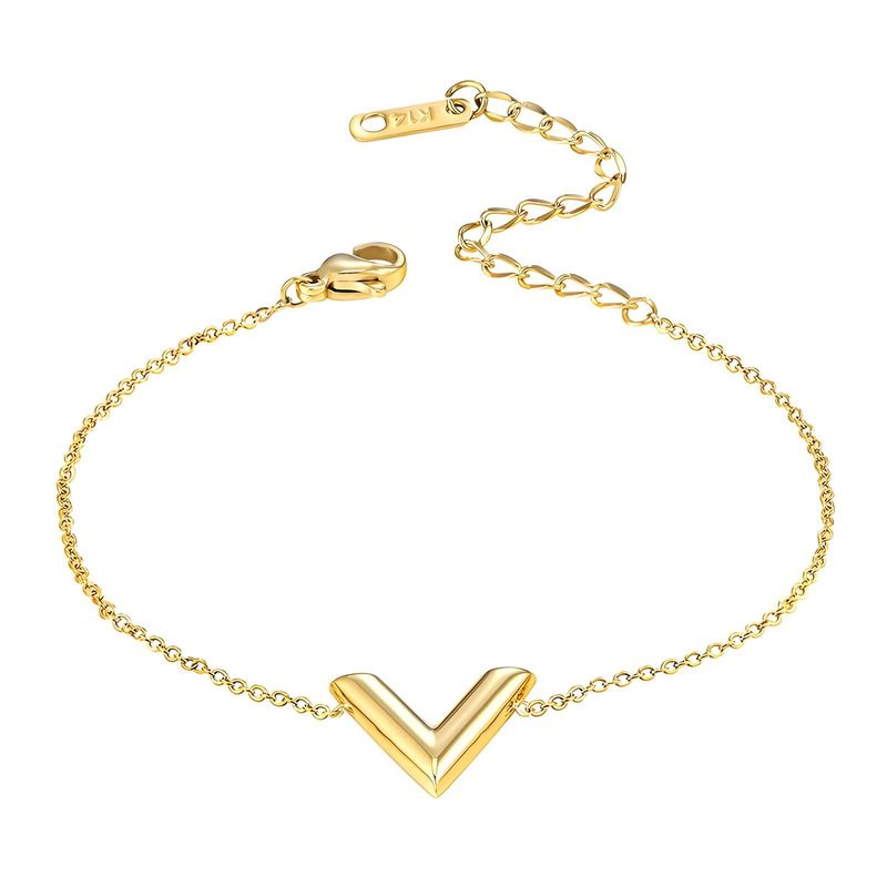 18K gold plated Stainless steel &quot;Letter &quot;V&quot;&quot; bracelet