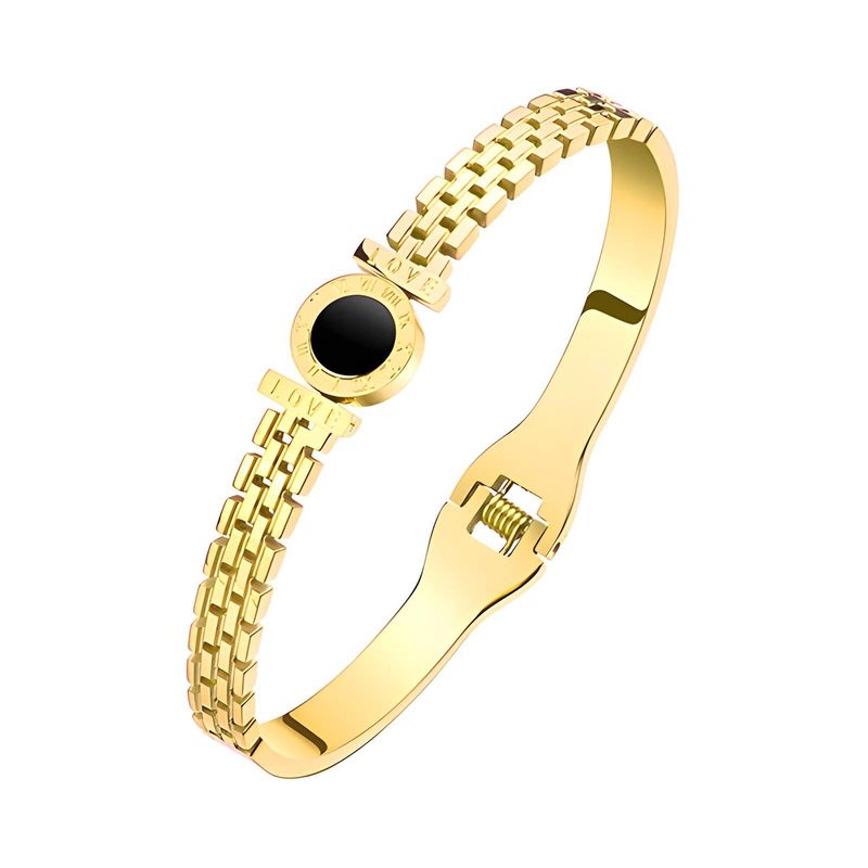 18K gold plated Stainless steel bracelet, Love Clock Face