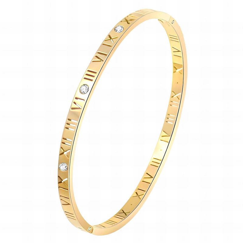 18K gold plated Stainless steel bracelet, Roman Numberals