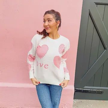 Pink Pearl Heart Sweater