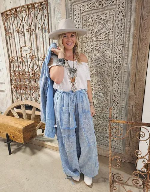 Blue Cross Stitch Genie Pants