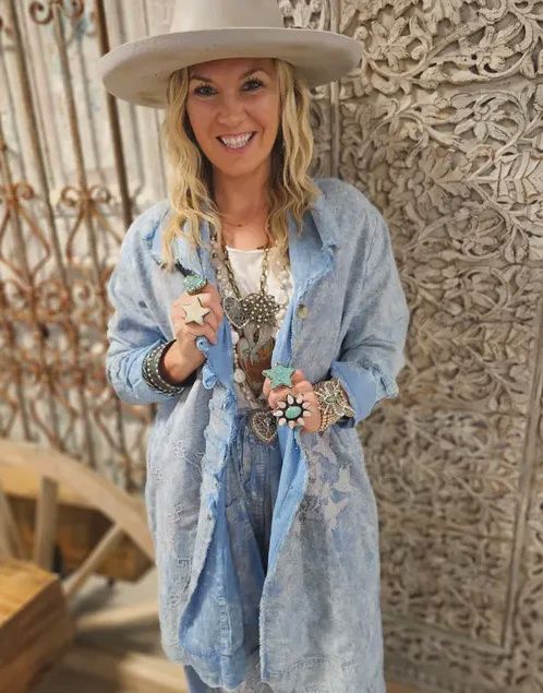 Blue Birdie Stitched Shirt