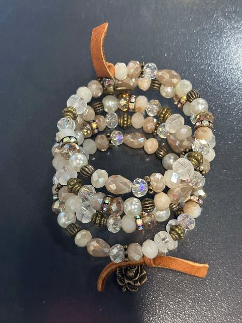 Coil Beaded Bracelet With Heart Charm