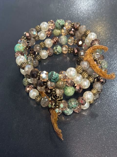 Coil Beaded Bracelet Blue Nude