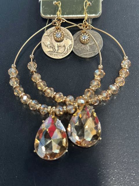 Buffalo Nickel Teardrop Earring