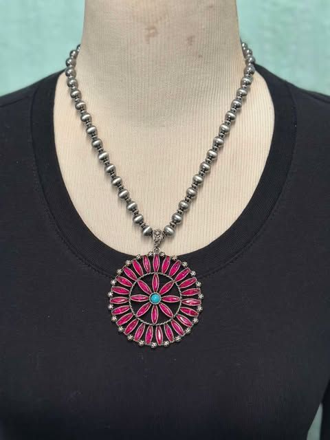 Southwest Rhinestone Flower Necklace