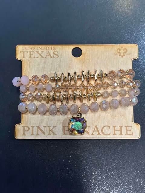 Pink Panache Pink Beaded Bracelet With Pink Drop Charmm