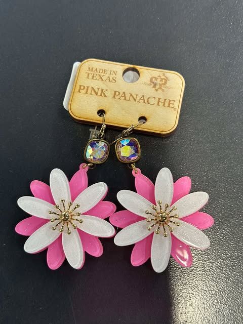 Pink Panache Flower Double Earrings