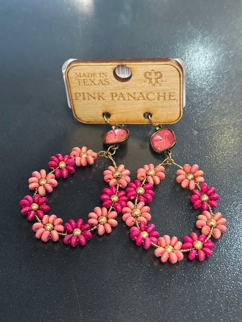 Pink Panache Flower Oval Earring