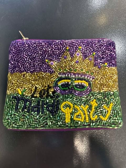 Seed Bead Mardi Gras Coin Purse