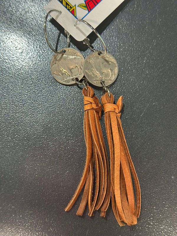 Buffalo Nickel Fringe Earrings