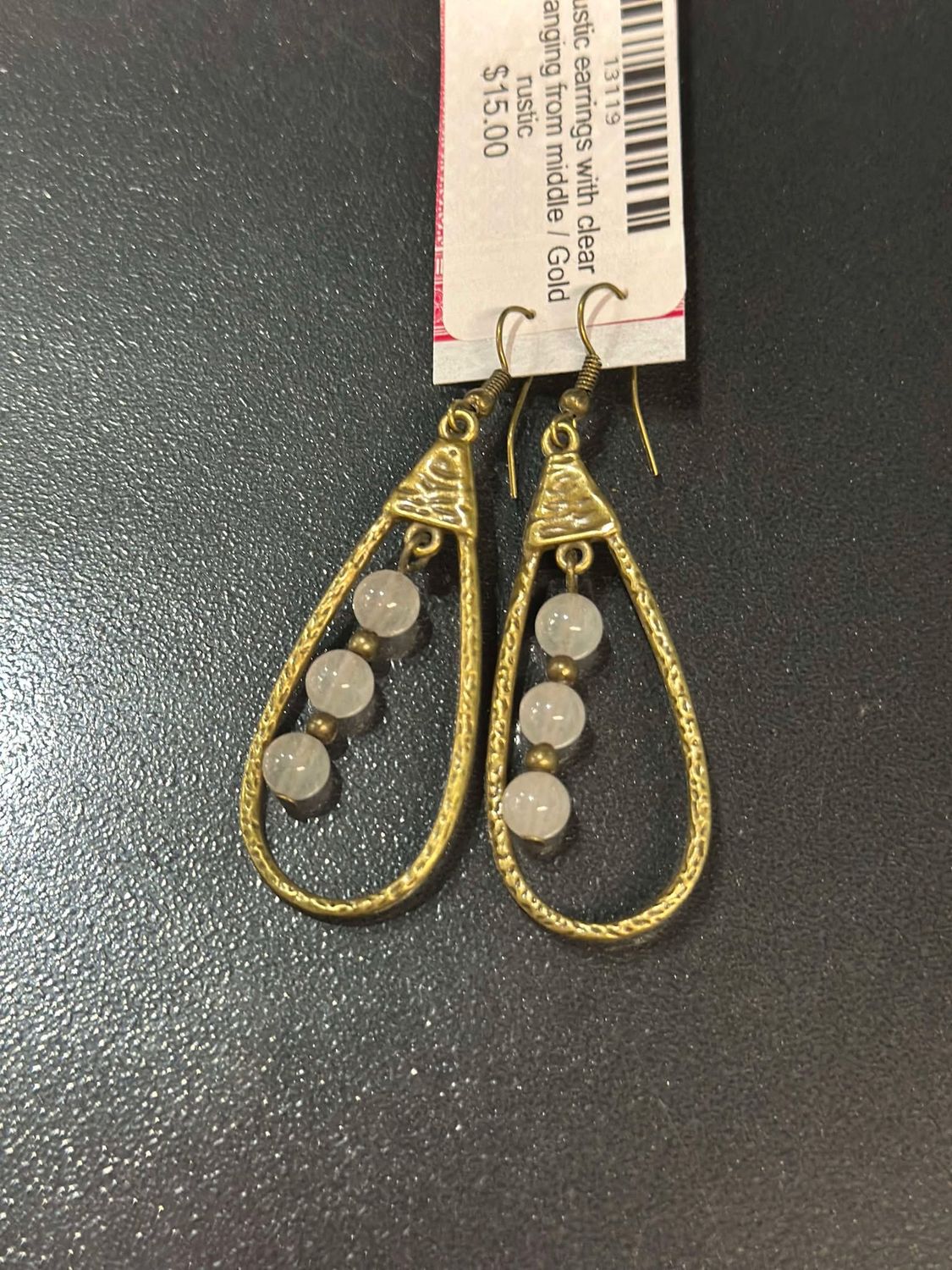 Gold Teardrop Beaded Earrings
