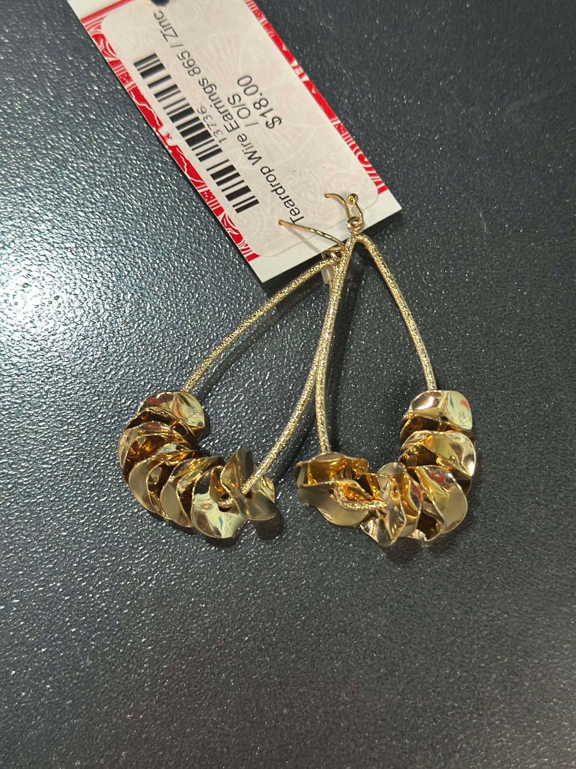 Gold Teardrop Wire Earrings