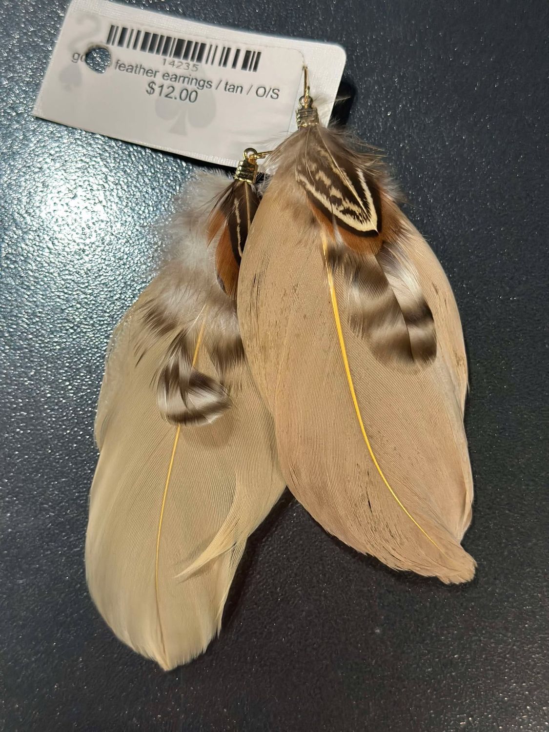 Tan Feather Earrings