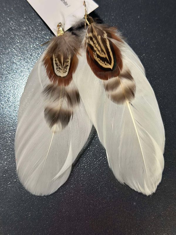 White Feather Earrings