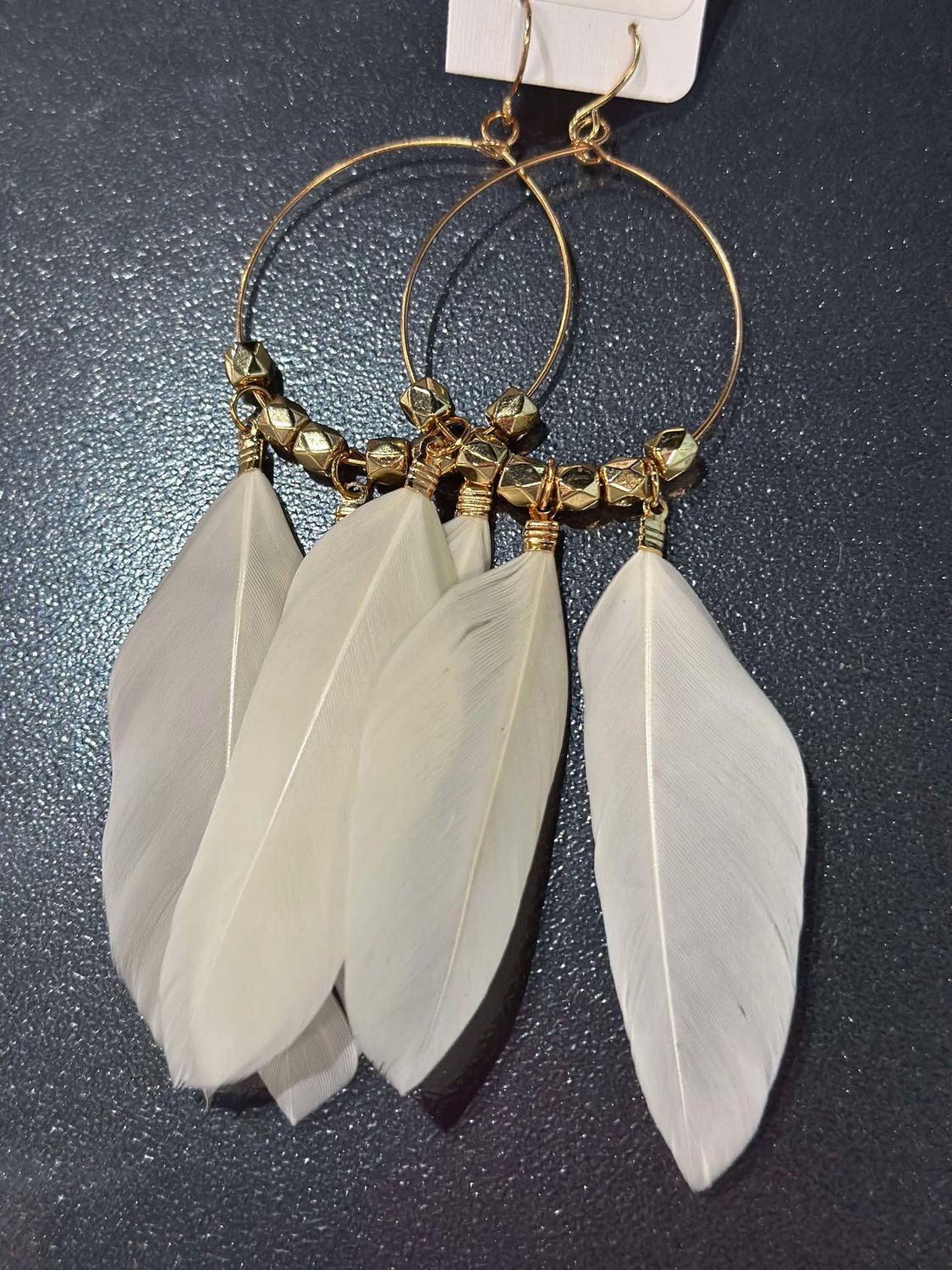 White Goose Feather Earrings