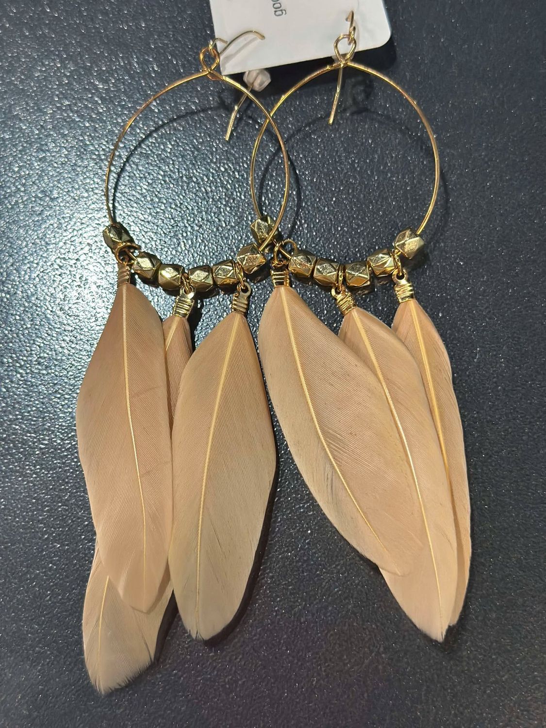 Tan Goose Feather Earring