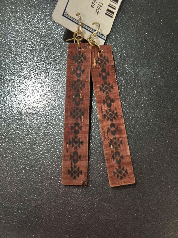 Brown Burnt Aztec Earring