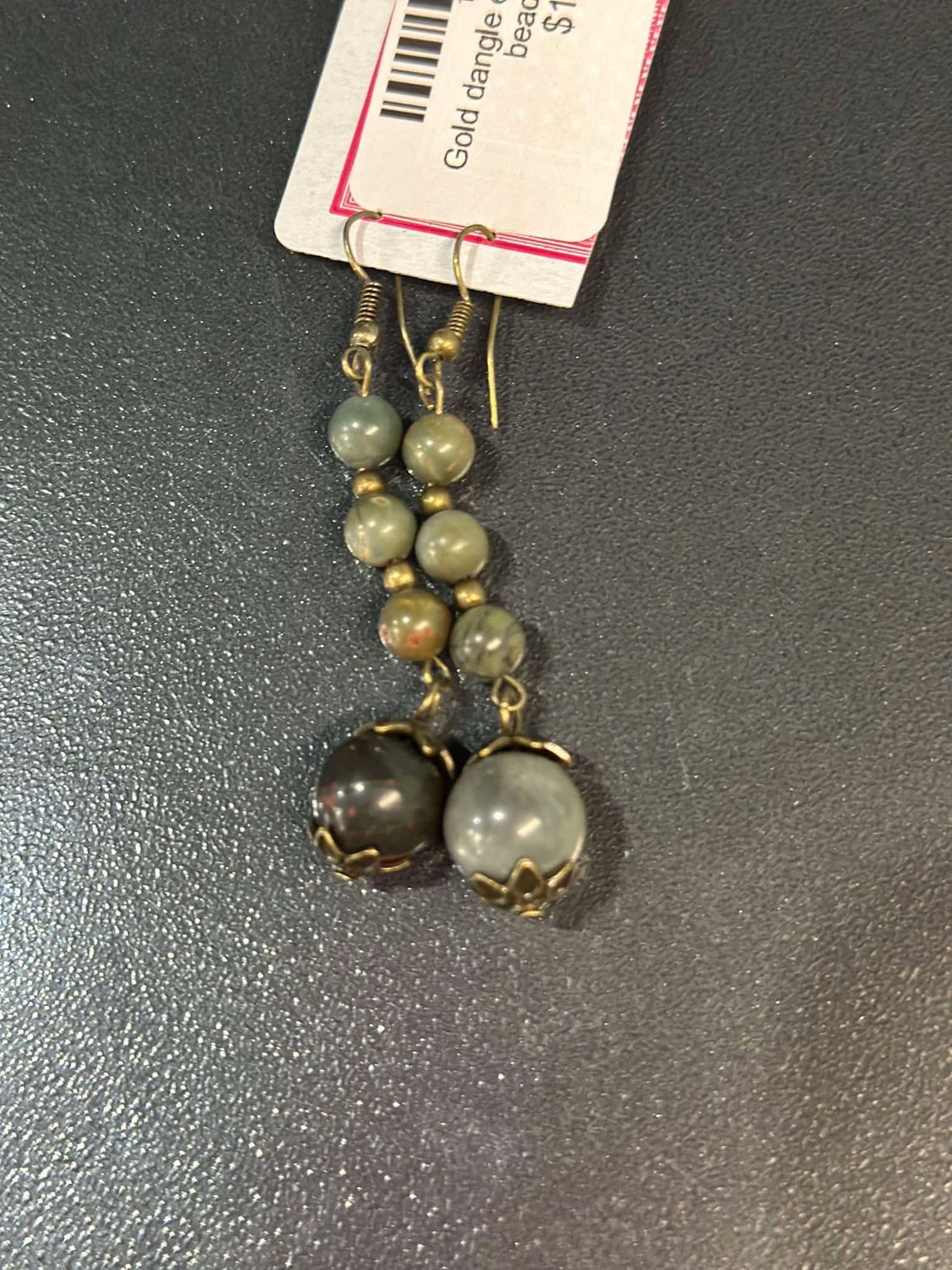 Dark Bead Dangle Earrings
