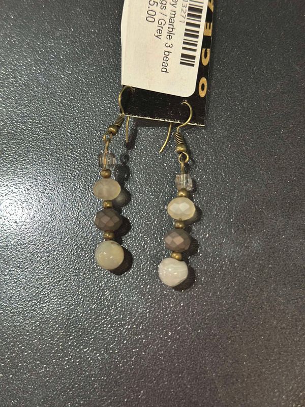 Gray and Marble Bead Earrings