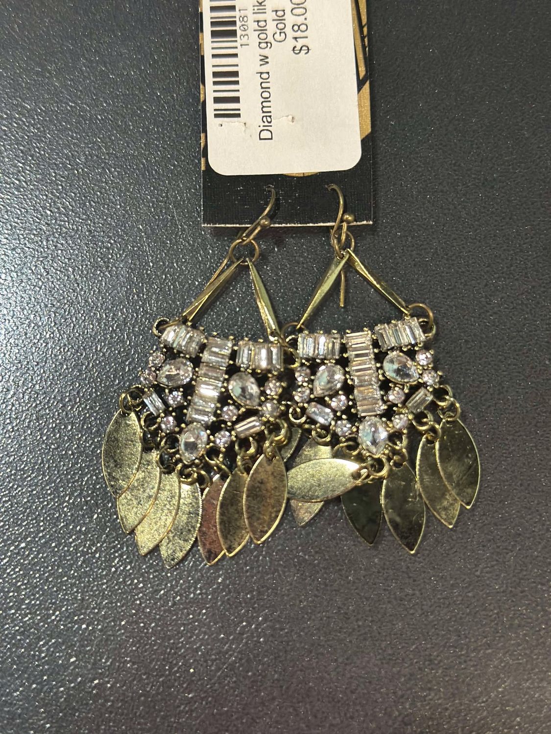 Gold Triangle CZ stone Earrings