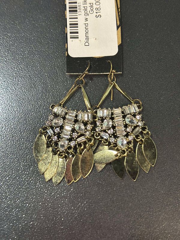 Gold Triangle CZ stone Earrings