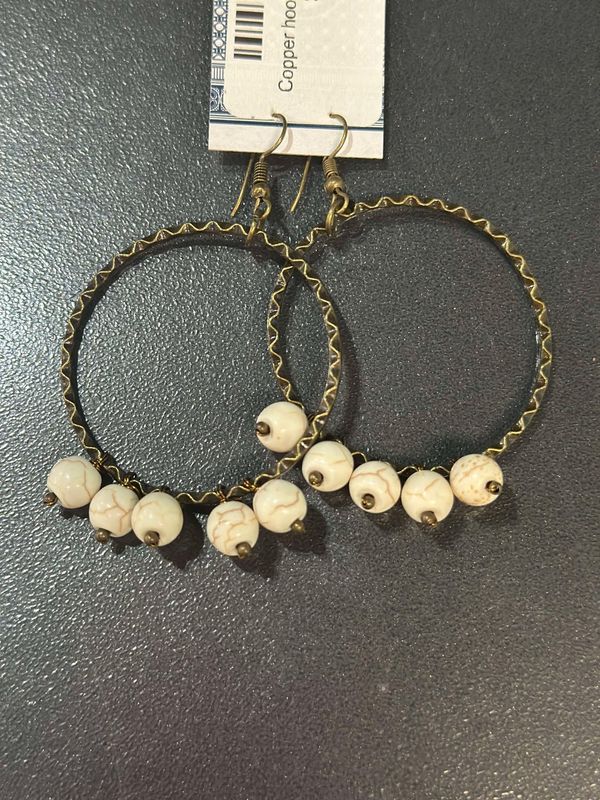 White Bead Hoops