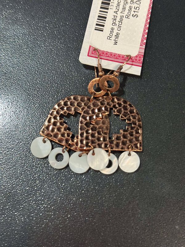 Copper and White Earrings