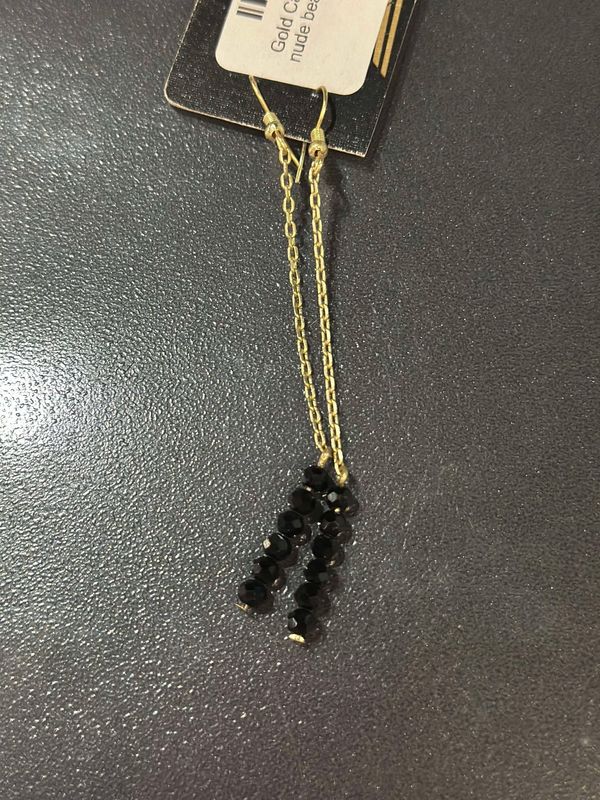 Gold Chain with Black Bead