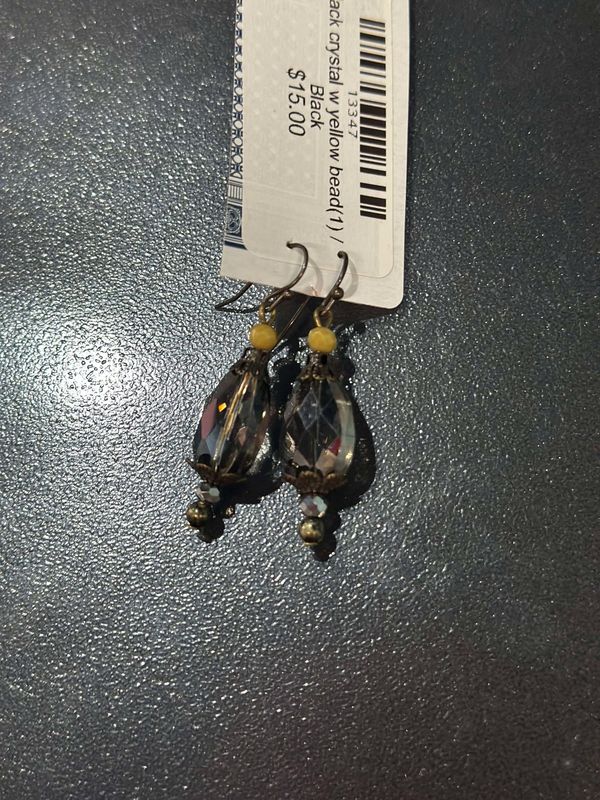 Black Crystal and Mustard Earrings