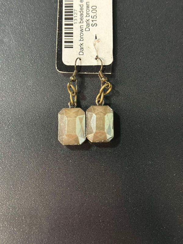 Dark Brown Crystal Earrings