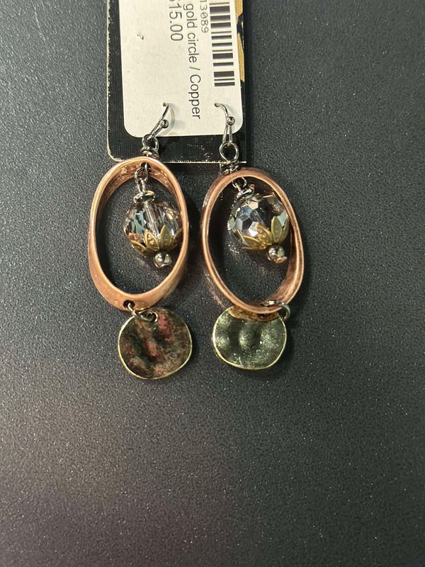 Copper Oval and Gold Earrings
