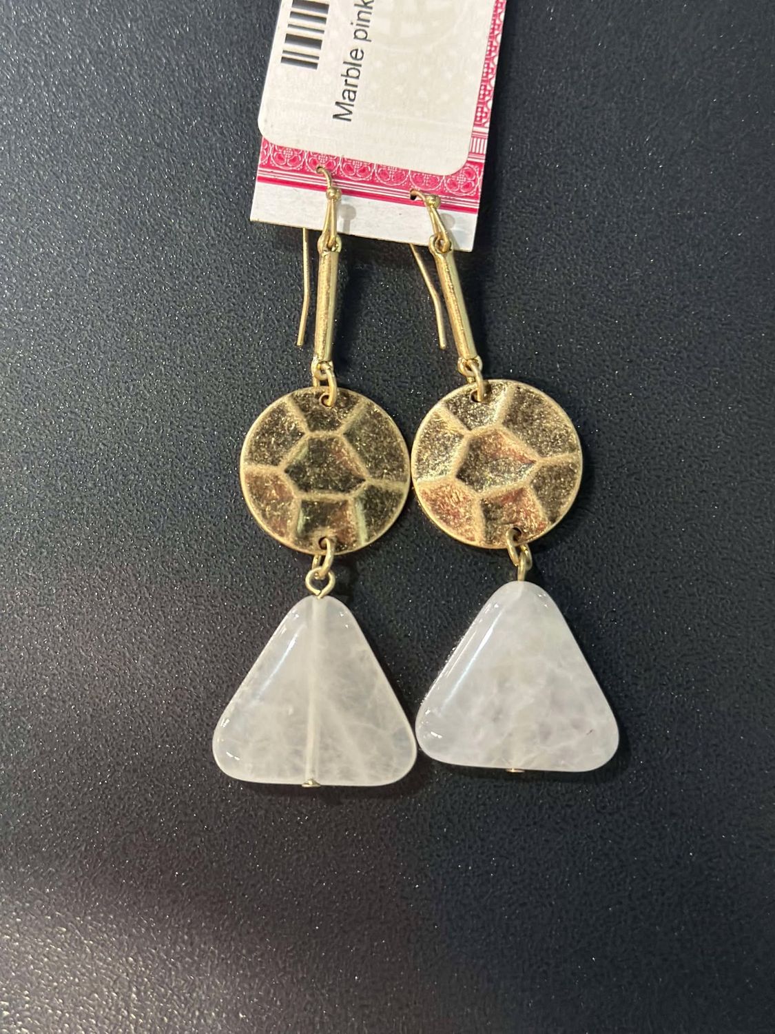 Gold and Stone Drop Earrings