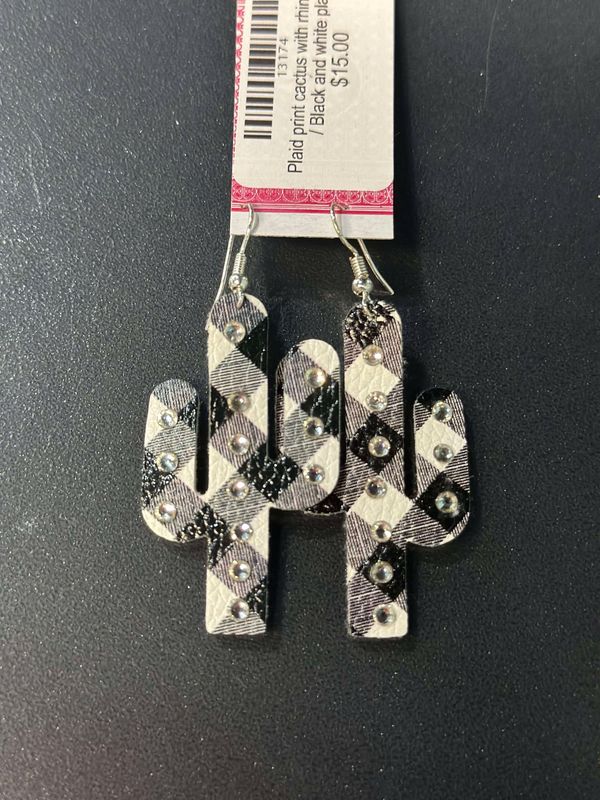 Black and White Cactus Earrings