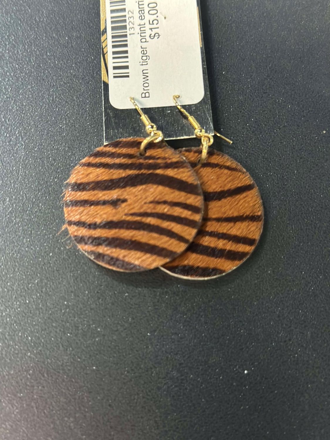 Tiger Print Leather Earrings