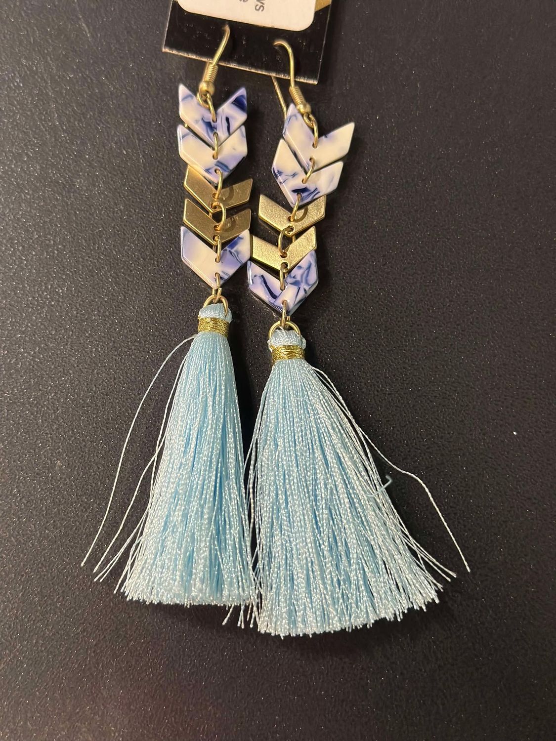 Blue and White Arrow with Fringe