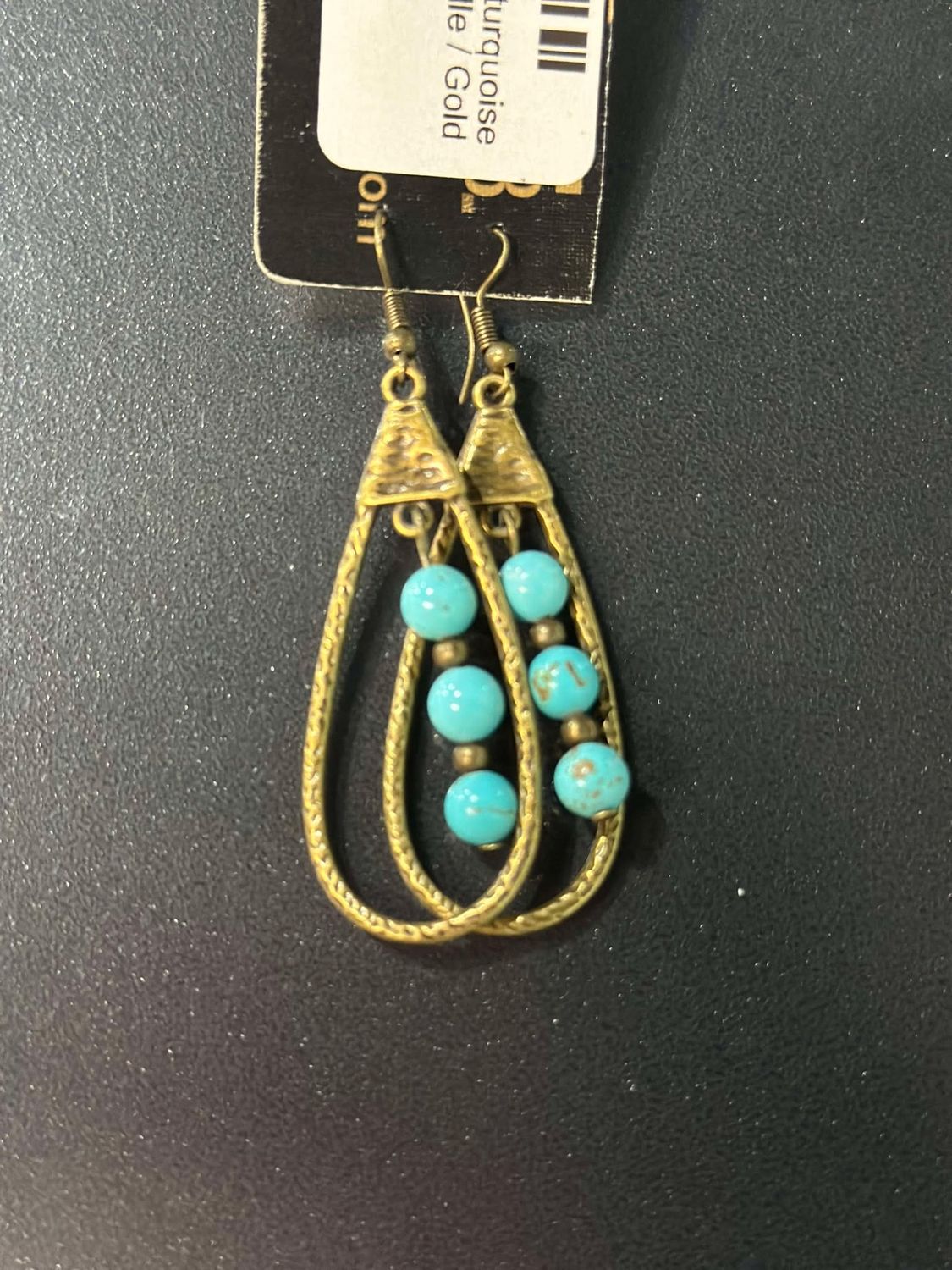 Gold Tear Drops with Turquoise Beads
