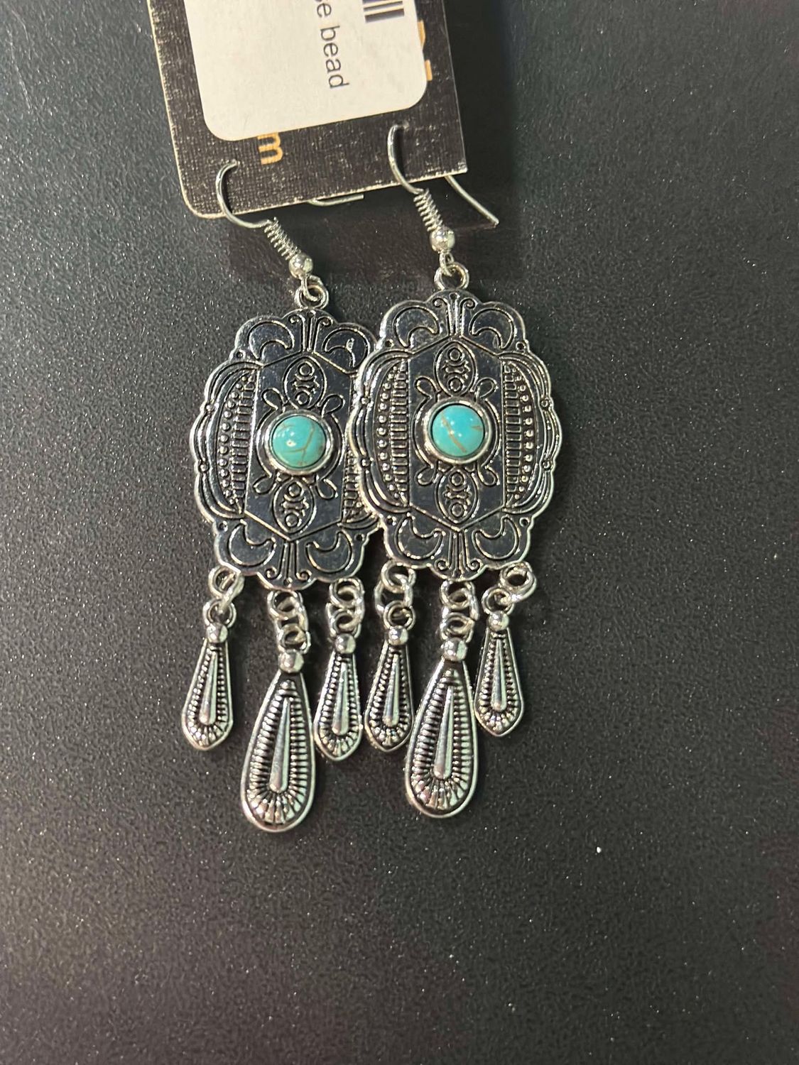 Turquoise Bead Silver Dangle